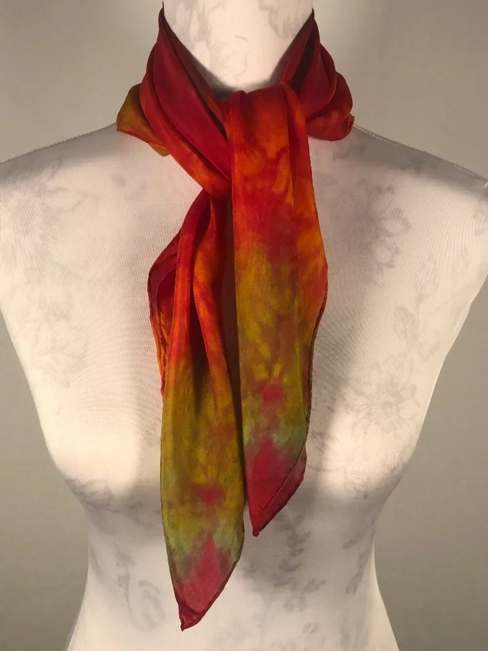 Vintage Wearable Art Hand-Dyed Sheer Scarf